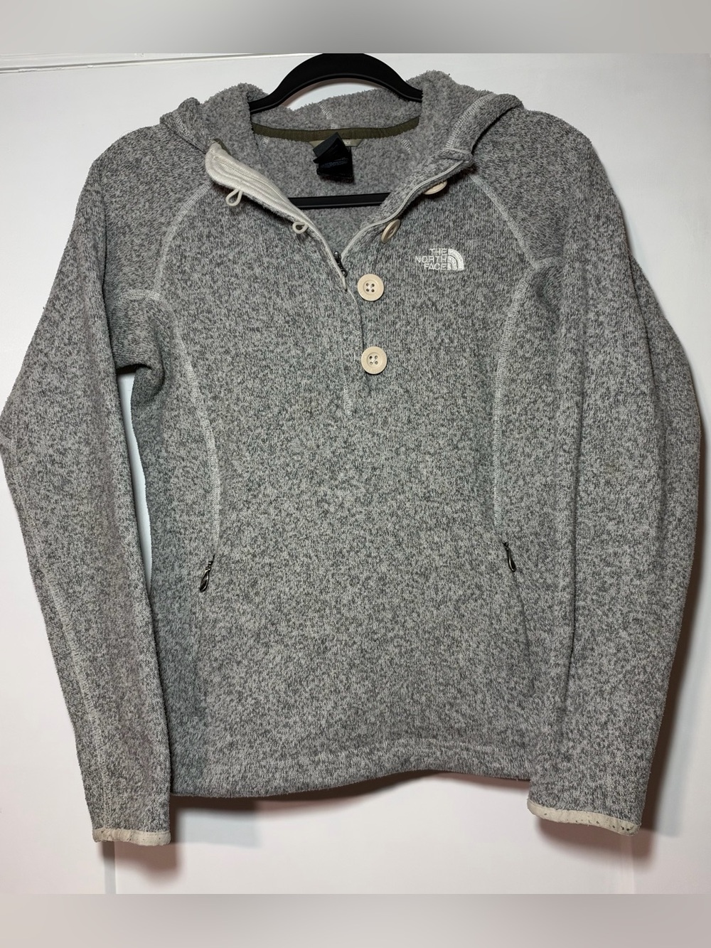 Women’s The North Face Gray Hooded Henley Fleece Pullover